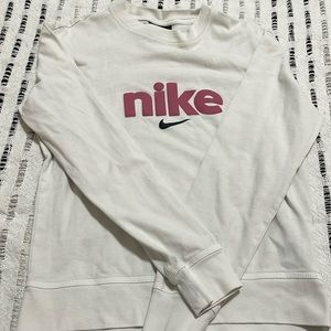 Nike long sleeve, white with pink lettering. Size xs